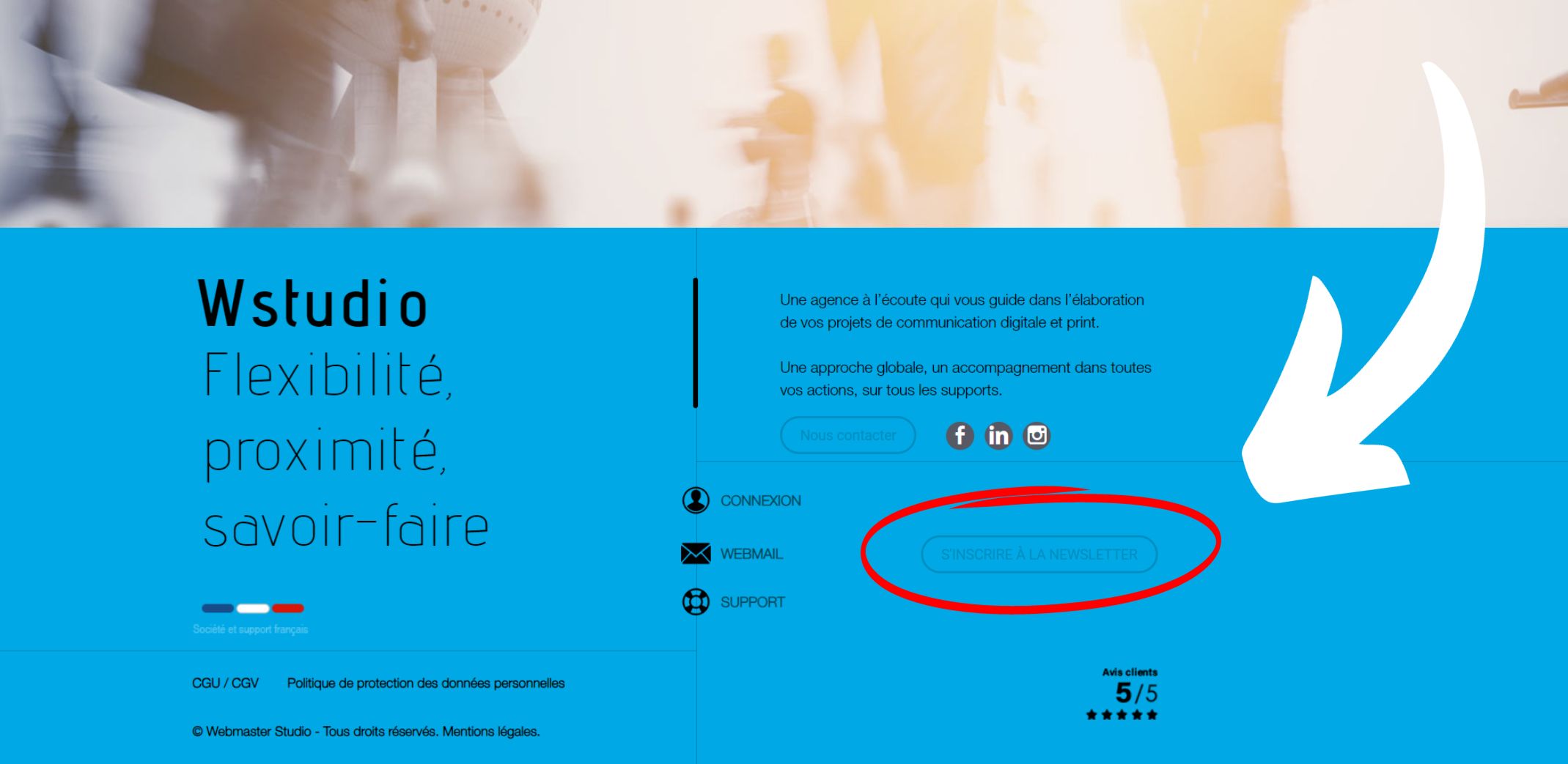 Bouton S'inscrire à la newsletter Wstudio